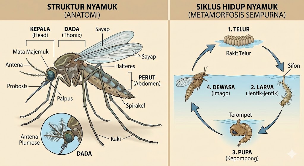 Struktur Anatomi dan Siklus Hidup Nyamuk